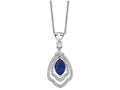 Cheryl M Sterling Silver Marquise Synthetic Sapphire and CZ 18in Necklace