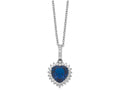 Cheryl M Sterling Silver Heart Synthetic Sapphire/CZ 18in Necklace