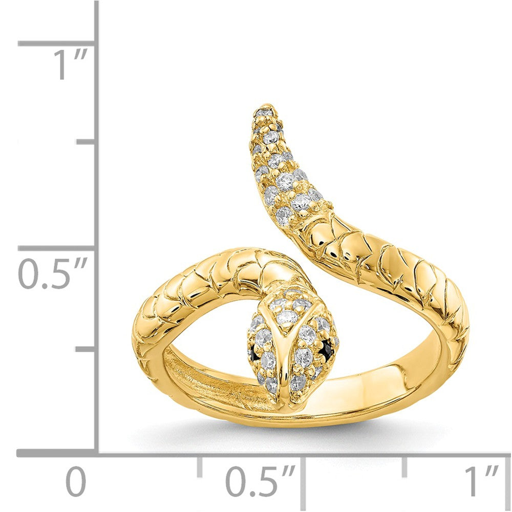 Cheryl M Gold Plated Sterling Silver CZ Snake Ring