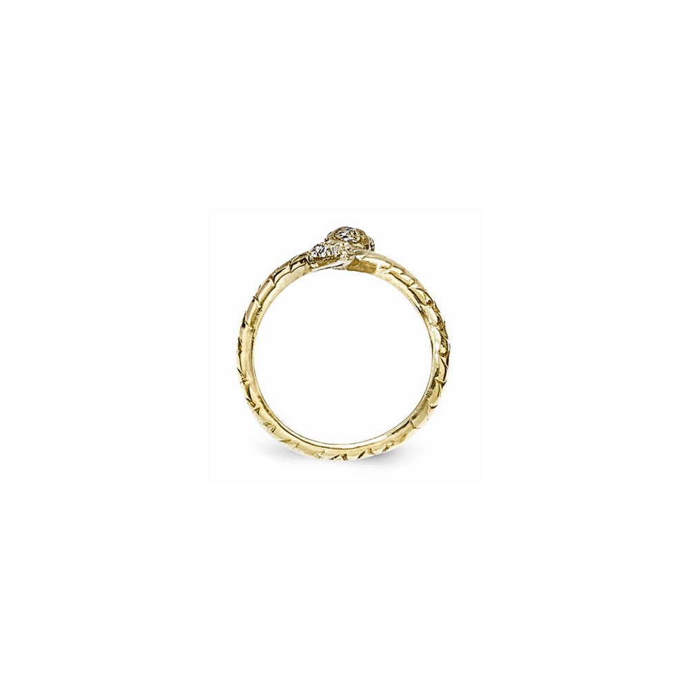 Cheryl M Gold Plated Sterling Silver CZ Snake Ring
