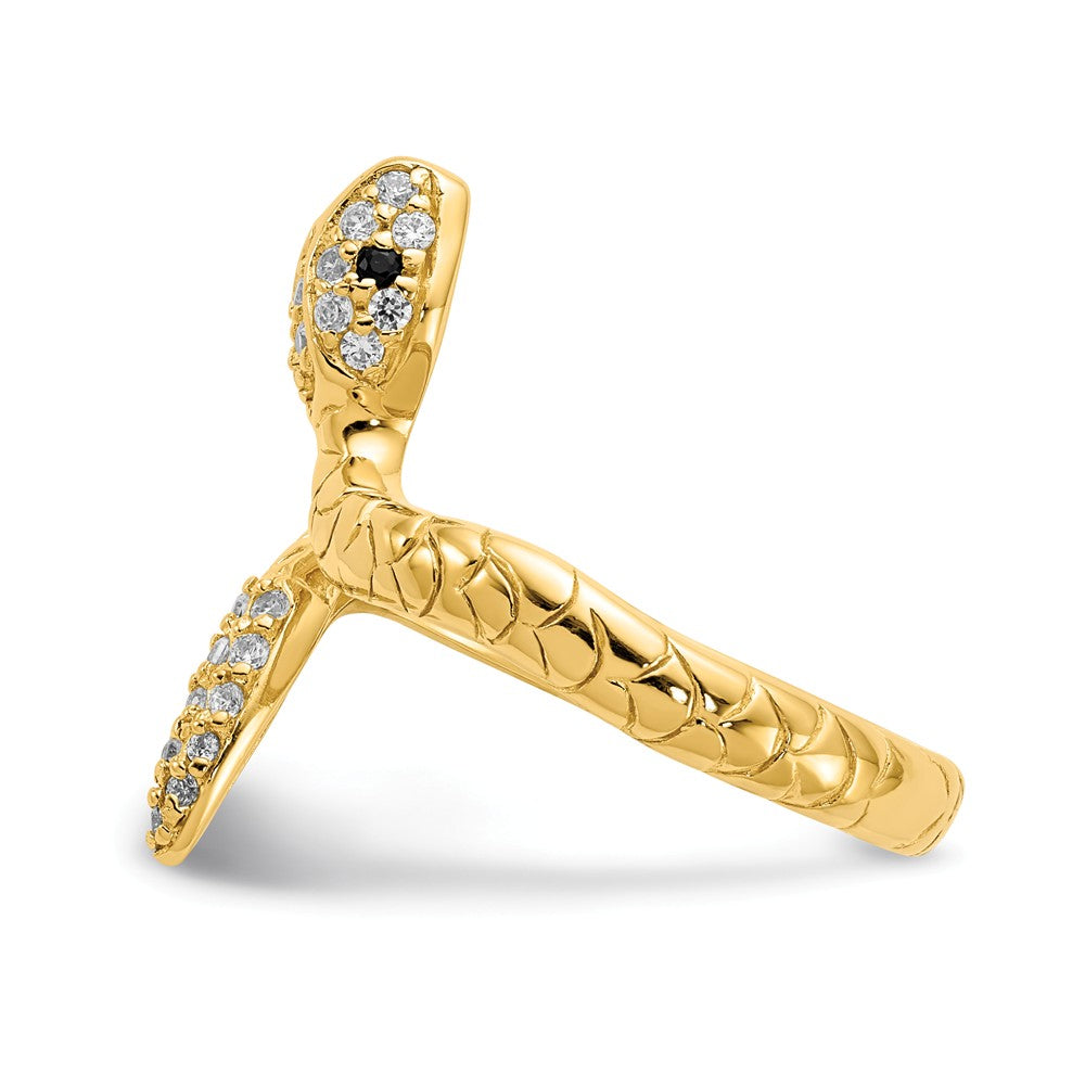 Cheryl M Gold Plated Sterling Silver CZ Snake Ring