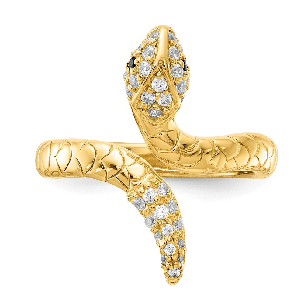 Cheryl M Gold Plated Sterling Silver CZ Snake Ring