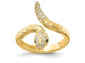 Cheryl M Gold Plated Sterling Silver CZ Snake Ring