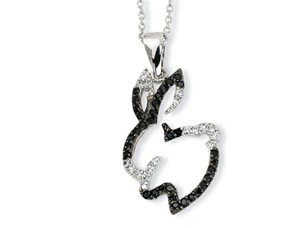 Cheryl M Sterling Silver CZ Bunny 18in Necklace