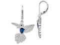 Cheryl M Sterling Silver Synthetic Sapphire Hummingbird Leverback Earrings