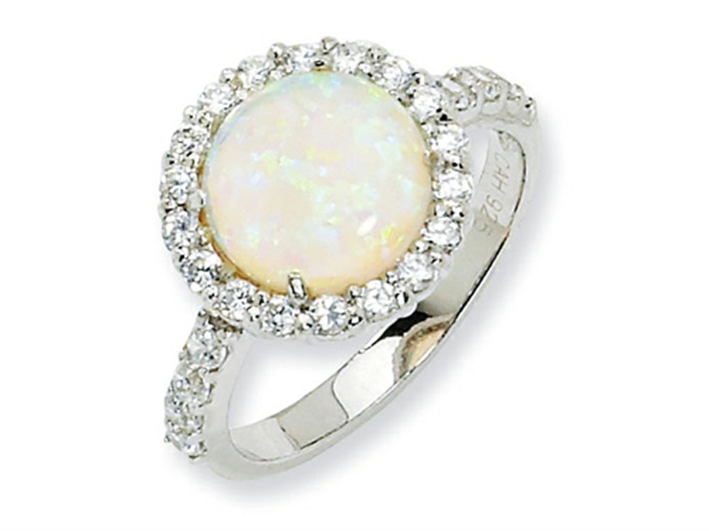 Cheryl M Sterling Silver Synthetic Opal and CZ Ring