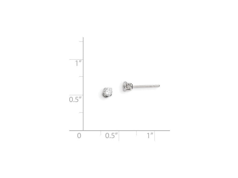 FJC Finejewelers Sterling Silver 2.5mm Round Snap Set Cubic Zirconia Stud Earrings
