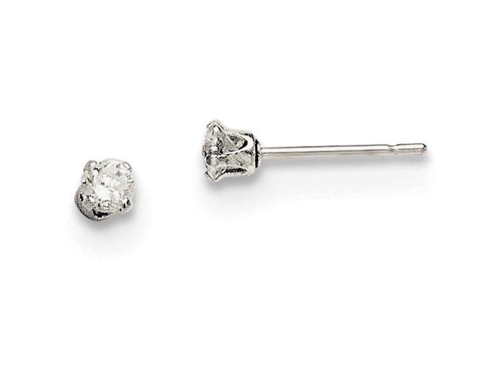 FJC Finejewelers Sterling Silver 2.5mm Round Snap Set Cubic Zirconia Stud Earrings