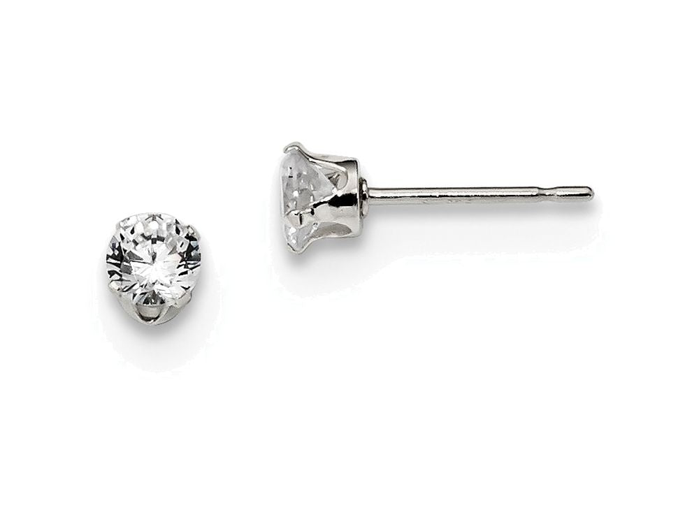 FJC Finejewelers Sterling Silver 4mm Round Snap Set Cubic Zirconia Stud Earrings