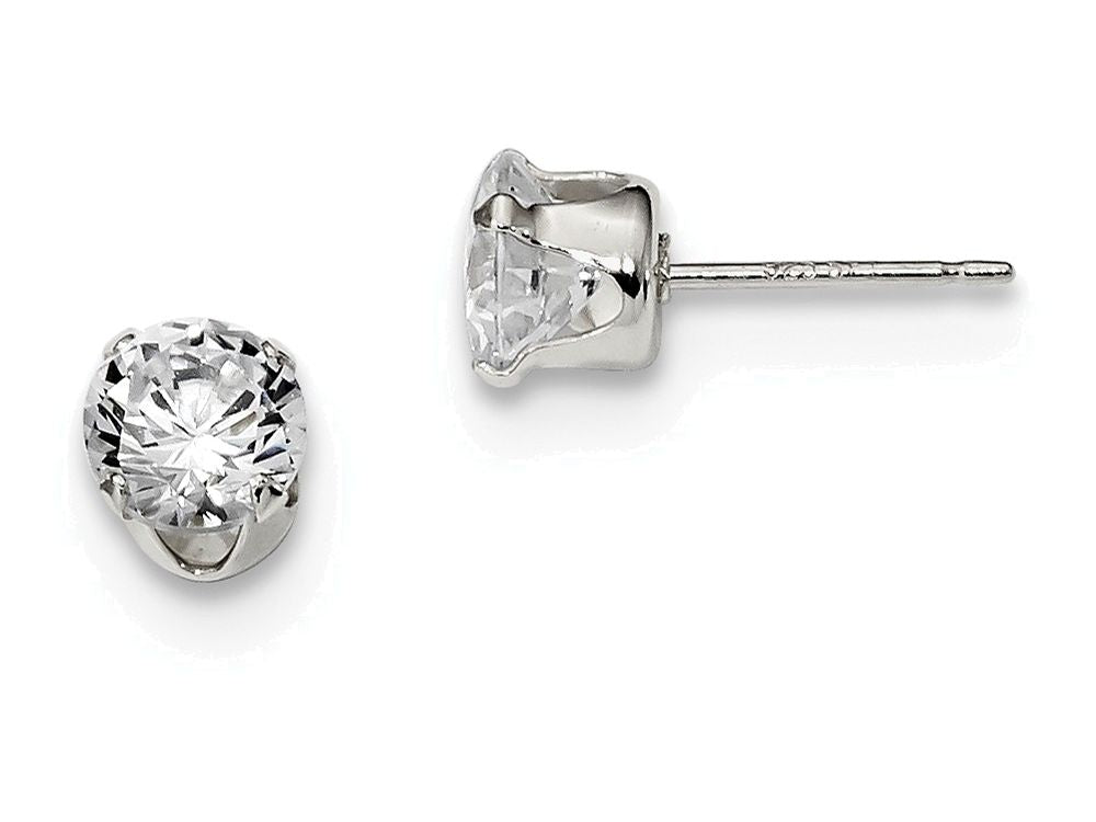FJC Finejewelers Sterling Silver 6mm Round Snap Set Cubic Zirconia Stud Earrings