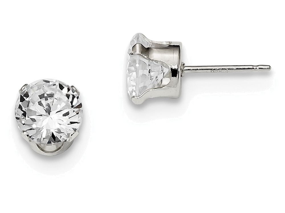FJC Finejewelers Sterling Silver 7mm Round Snap Set Cubic Zirconia Stud Earrings
