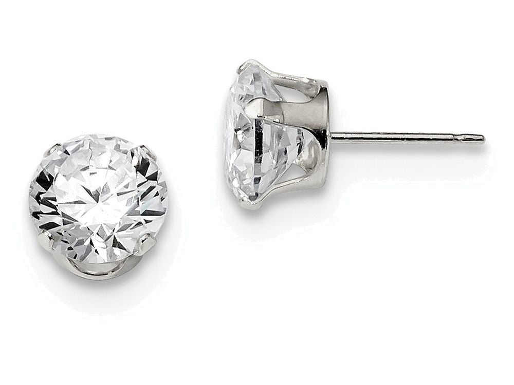 FJC Finejewelers Sterling Silver 8mm Round Snap Set Cubic Zirconia Stud Earrings