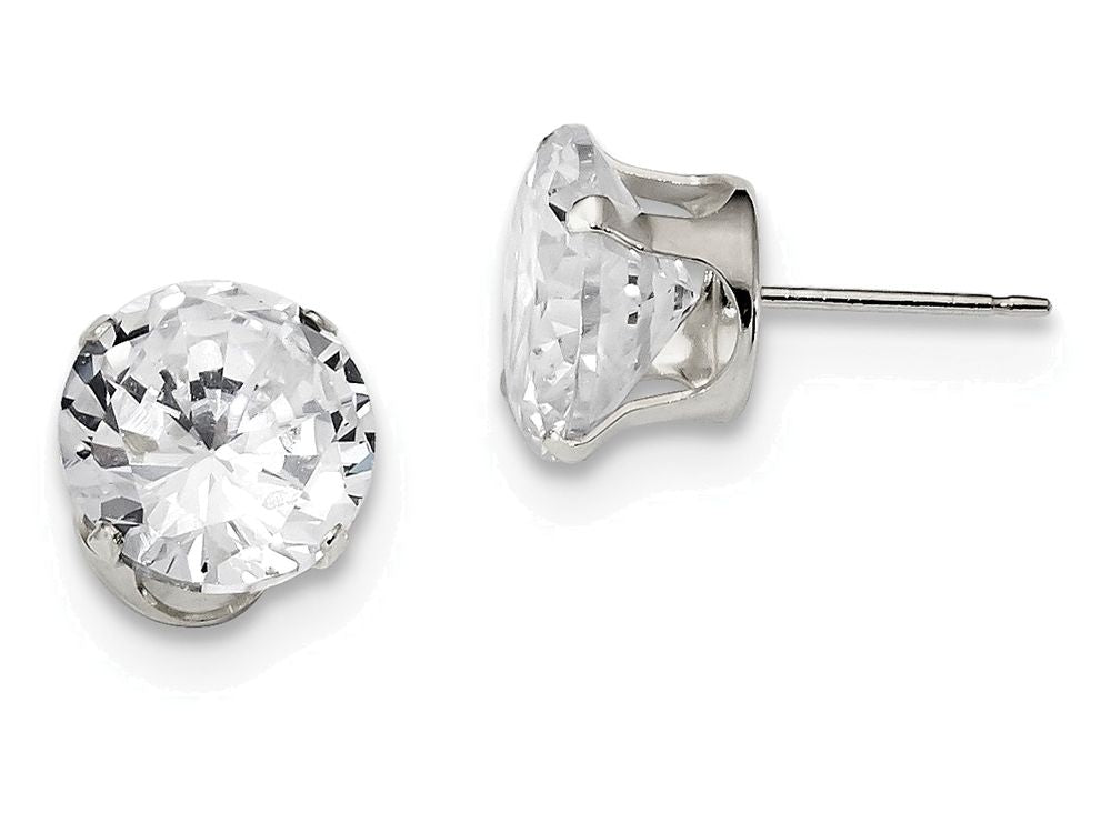 FJC Finejewelers Sterling Silver 10mm Round Snap Set Cubic Zirconia Stud Earrings