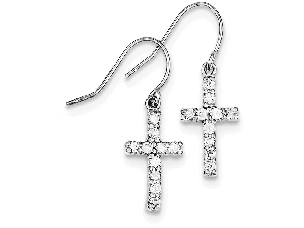 FJC Finejewelers Sterling Silver Cubic Zirconia Cross Earrings