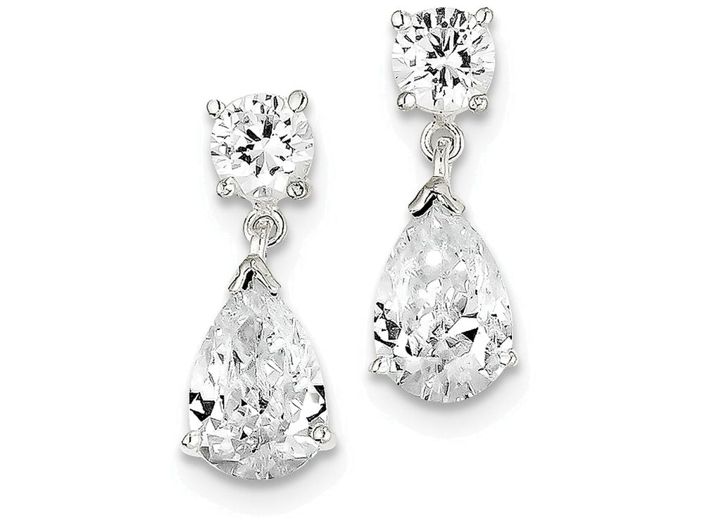FJC Finejewelers Sterling Silver Cubic Zirconia Pear Shaped Dangle Earrings