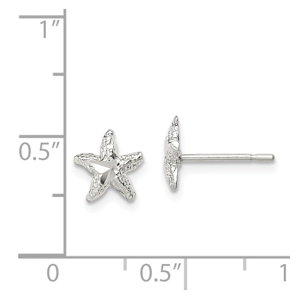 FJC Finejewelers Sterling Silver Starfish Mini Earrings With D/c Center