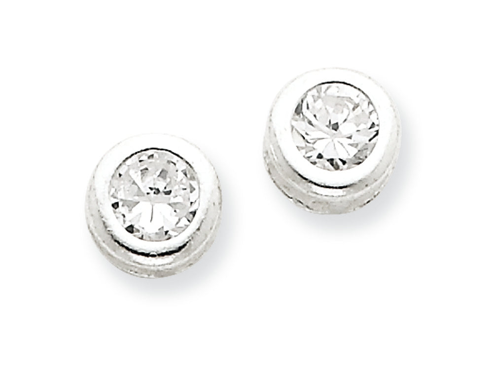 FJC Finejewelers Sterling Silver Bezel Cubic Zirconia Post Earrings