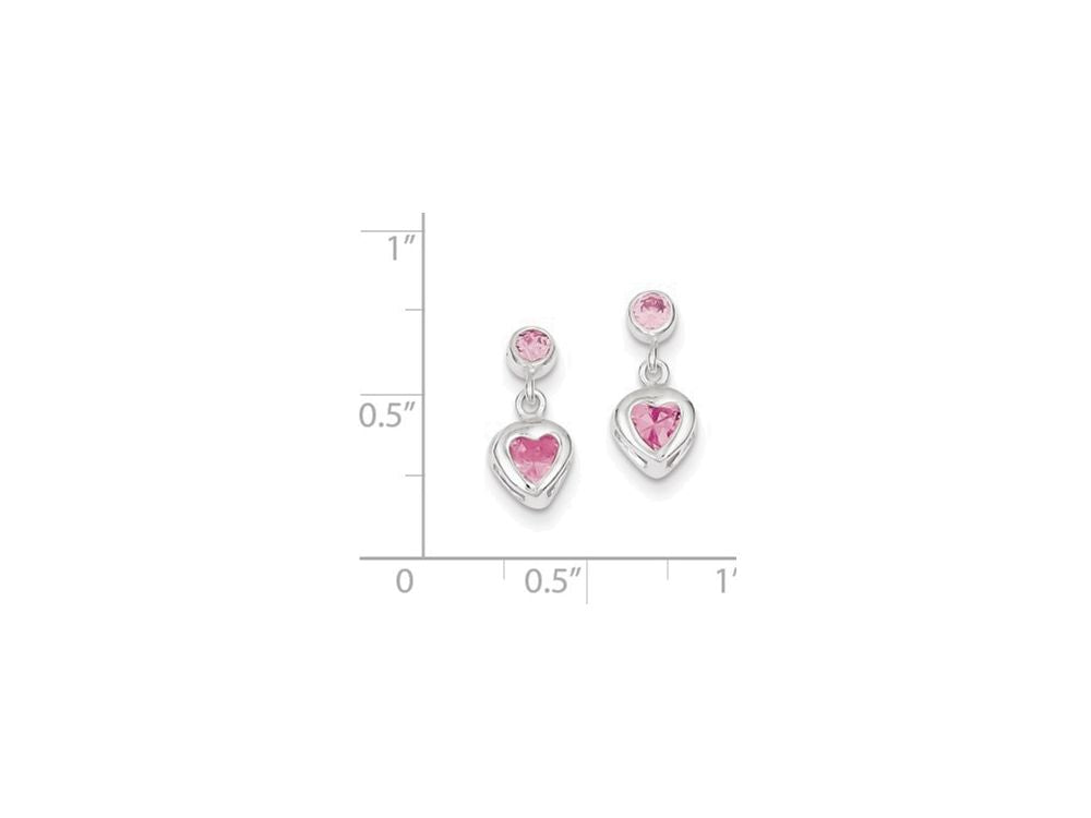 FJC Finejewelers Sterling Silver Pink Heart Cubic Zirconia Earrings