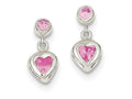 FJC Finejewelers Sterling Silver Pink Heart Cubic Zirconia Earrings