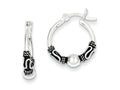 FJC Finejewelers Sterling Silver Antiqued Fancy Beaded Hoop Earrings