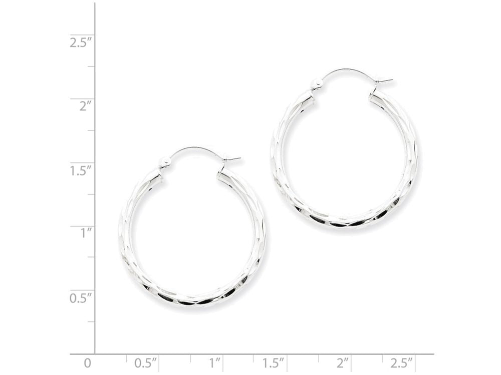 FJC Finejewelers Sterling Silver Bright-cut Satin Polished Hoop Earrings
