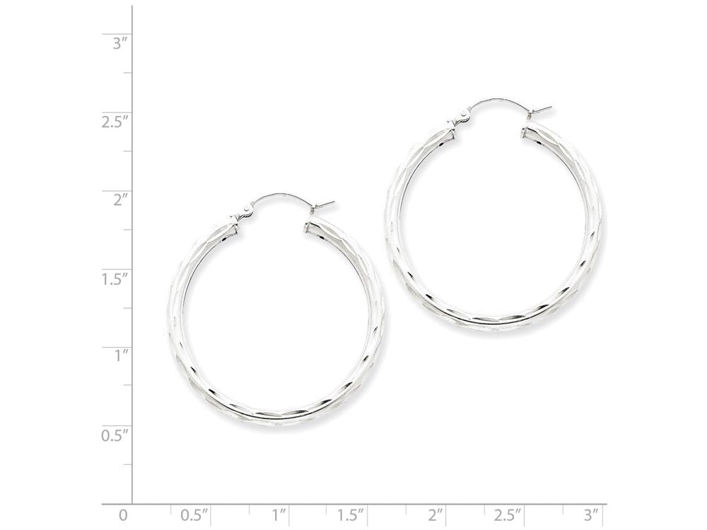 FJC Finejewelers Sterling Silver Bright-cut Satin Polished Hoop Earrings