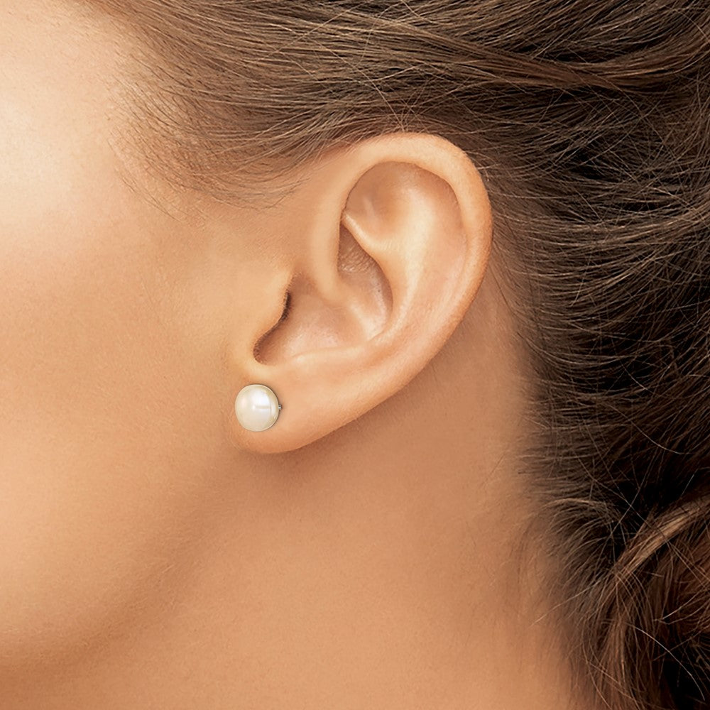 FJC Finejewelers Sterling Silver Peach Cultured Pearl Button Earrings
