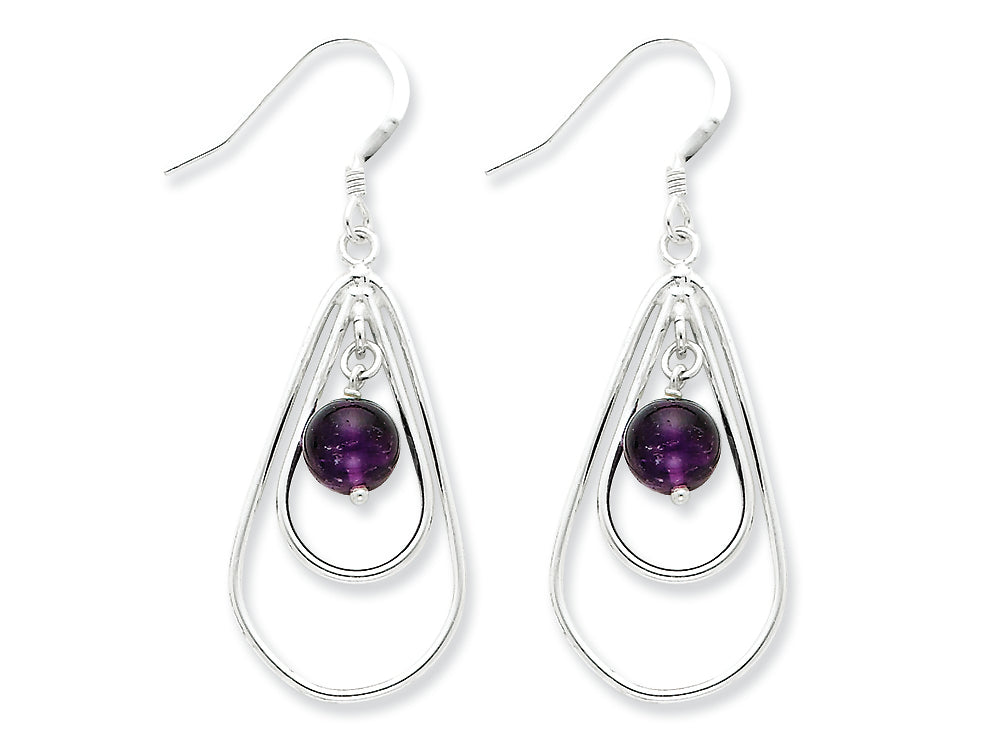 FJC Finejewelers Sterling Silver Amethyst Dangle Earrings
