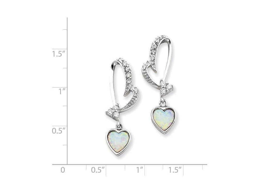 FJC Finejewelers Sterling Silver Created Opal And Cubic Zirconia Heart Earrings