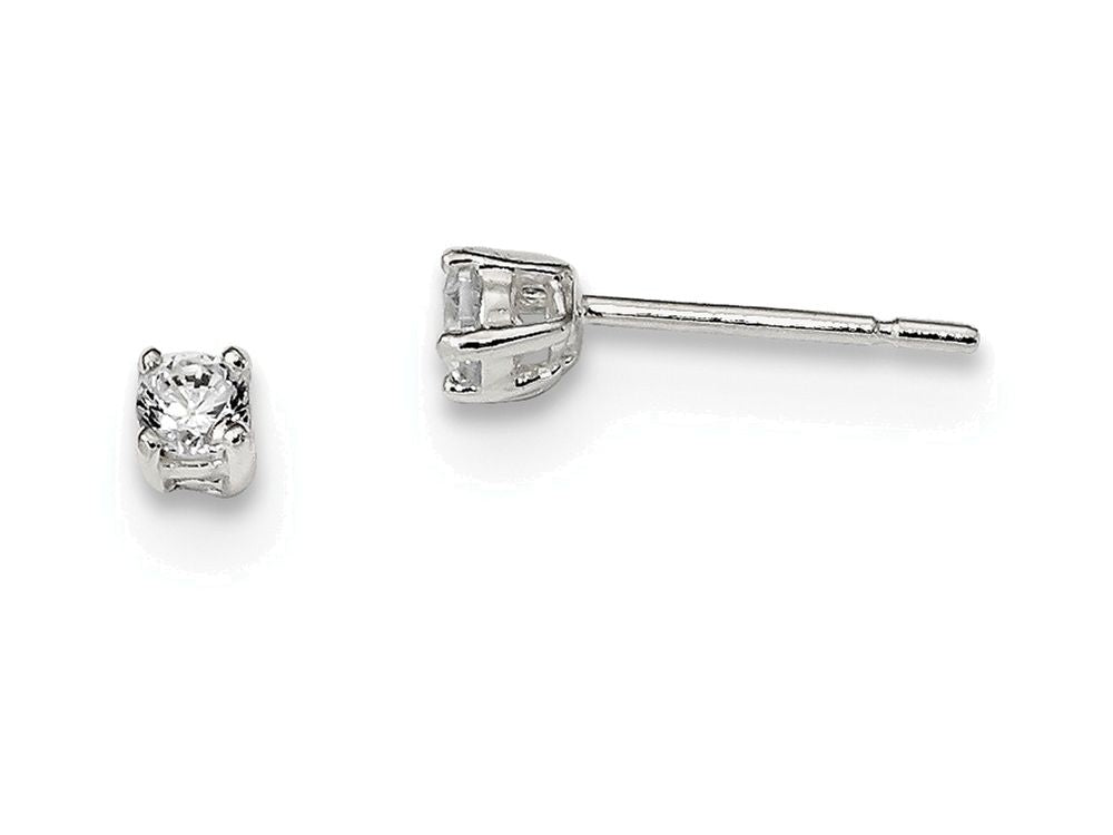 FJC Finejewelers Sterling Silver 3mm Round Basket Set Cubic Zirconia Stud Earrings