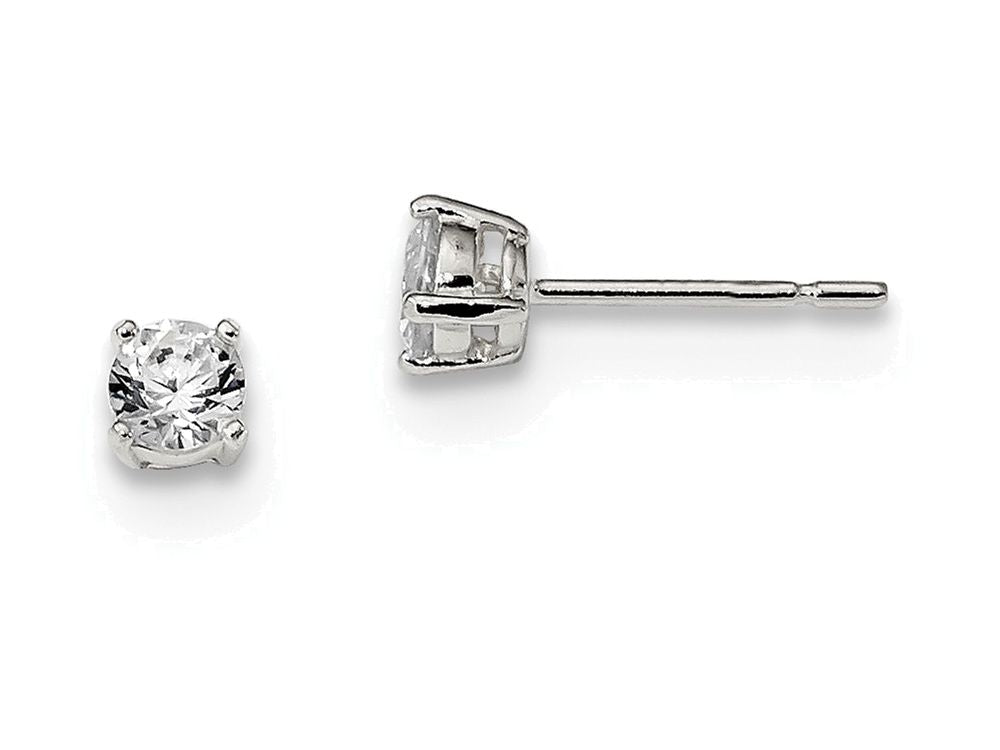 FJC Finejewelers Sterling Silver 4mm Round Basket Set Cubic Zirconia Stud Earrings