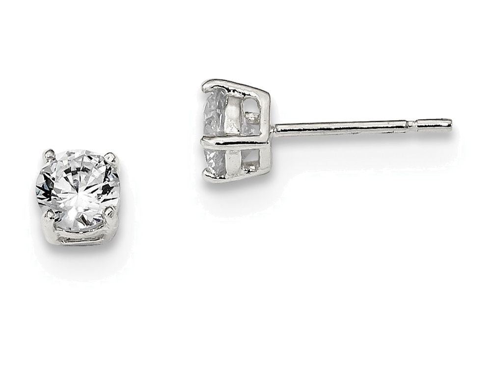 FJC Finejewelers Sterling Silver 5mm Round Basket Set Cubic Zirconia Stud Earrings