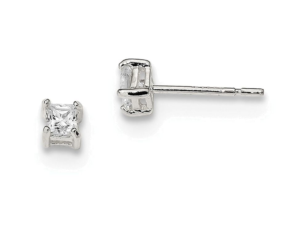FJC Finejewelers Sterling Silver 3mm Princess Basket Set Cubic Zirconia Stud Earrings