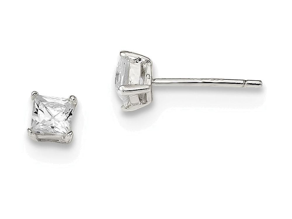 FJC Finejewelers Sterling Silver 4mm Princess Basket Set Cubic Zirconia Stud Earrings