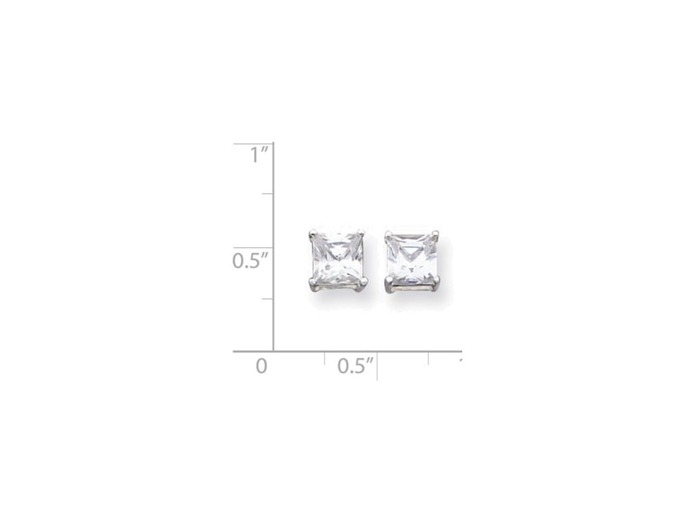 FJC Finejewelers Sterling Silver 6mm Princess Basket Set Cubic Zirconia Stud Earrings