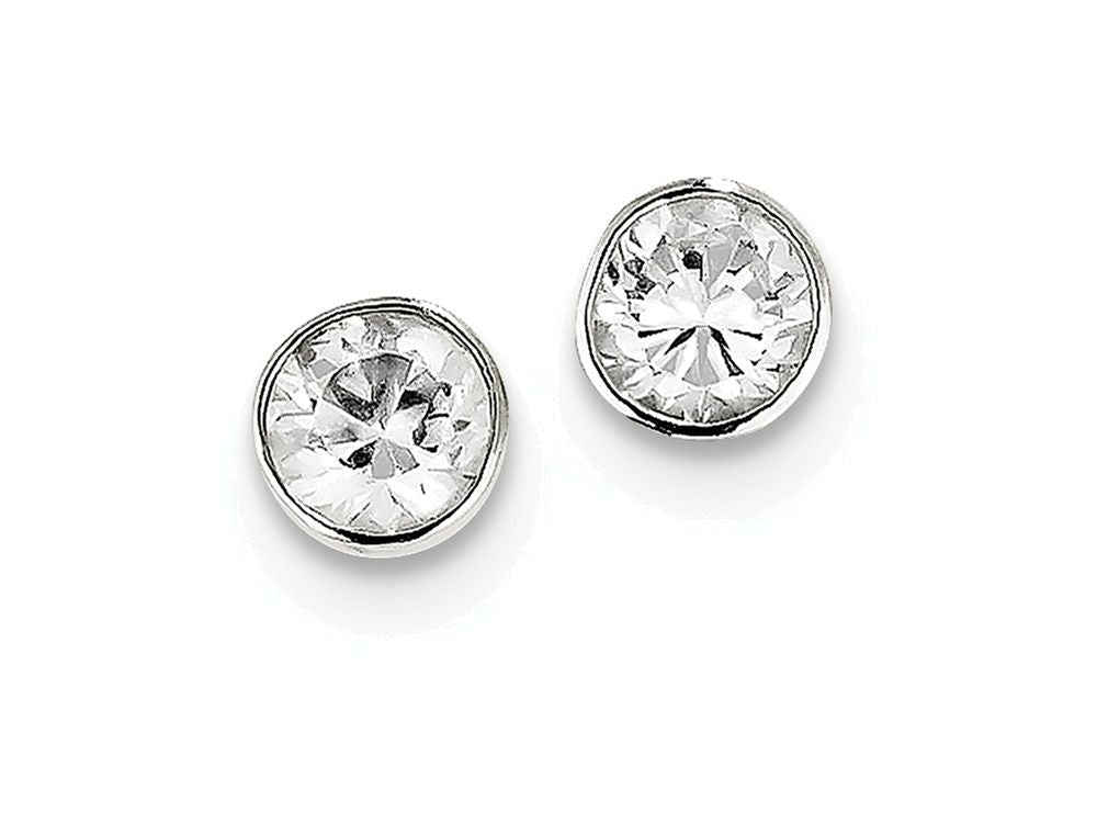 FJC Finejewelers Sterling Silver 6mm Cubic Zirconia Round Bezel Stud Earrings