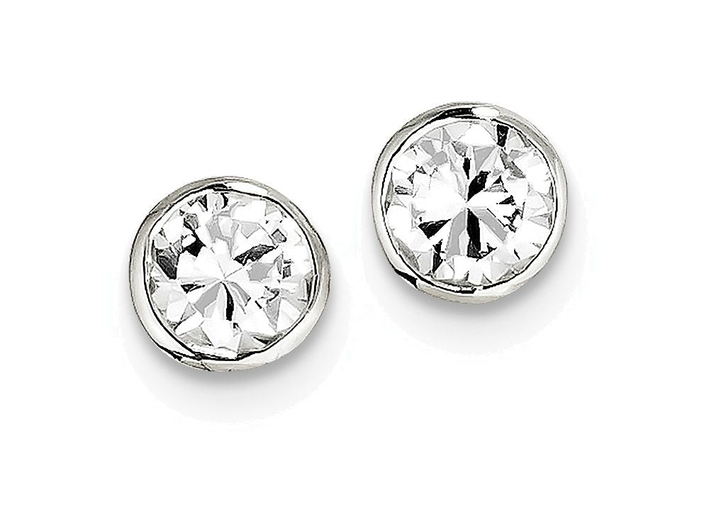 FJC Finejewelers Sterling Silver 7mm Cubic Zirconia Round Bezel Stud Earrings
