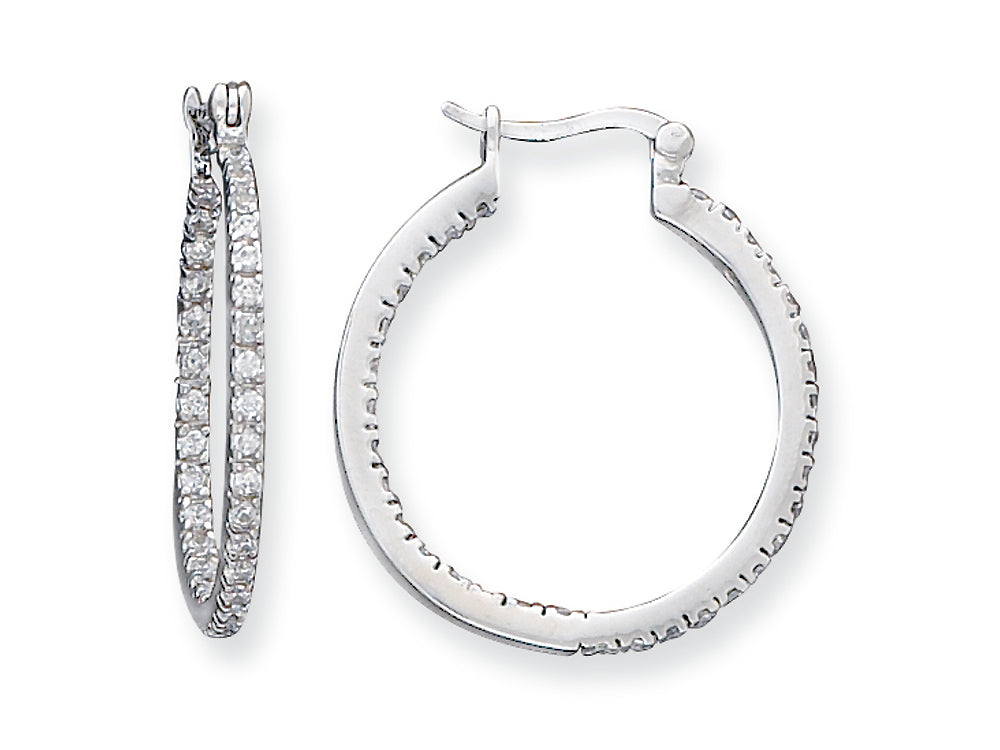 FJC Finejewelers Sterling Silver Cubic Zirconia Hoop Earrings