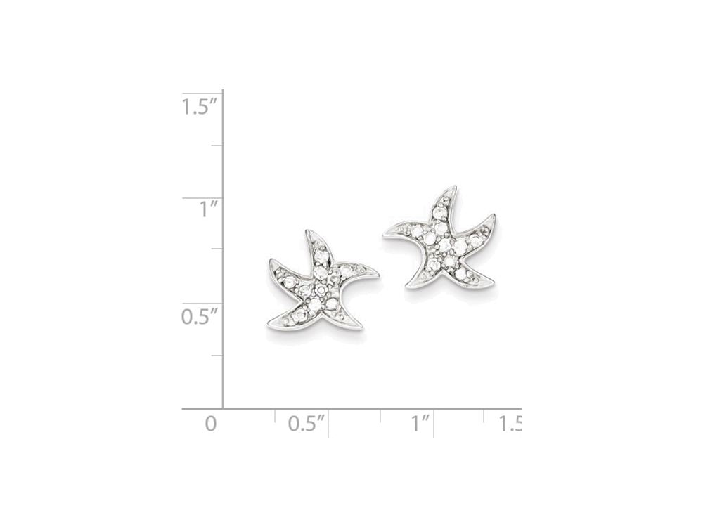 FJC Finejewelers Sterling Silver Cubic Zirconia Starfish Earrings