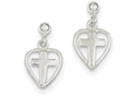 FJC Finejewelers Sterling Silver Cross In Heart Earrings