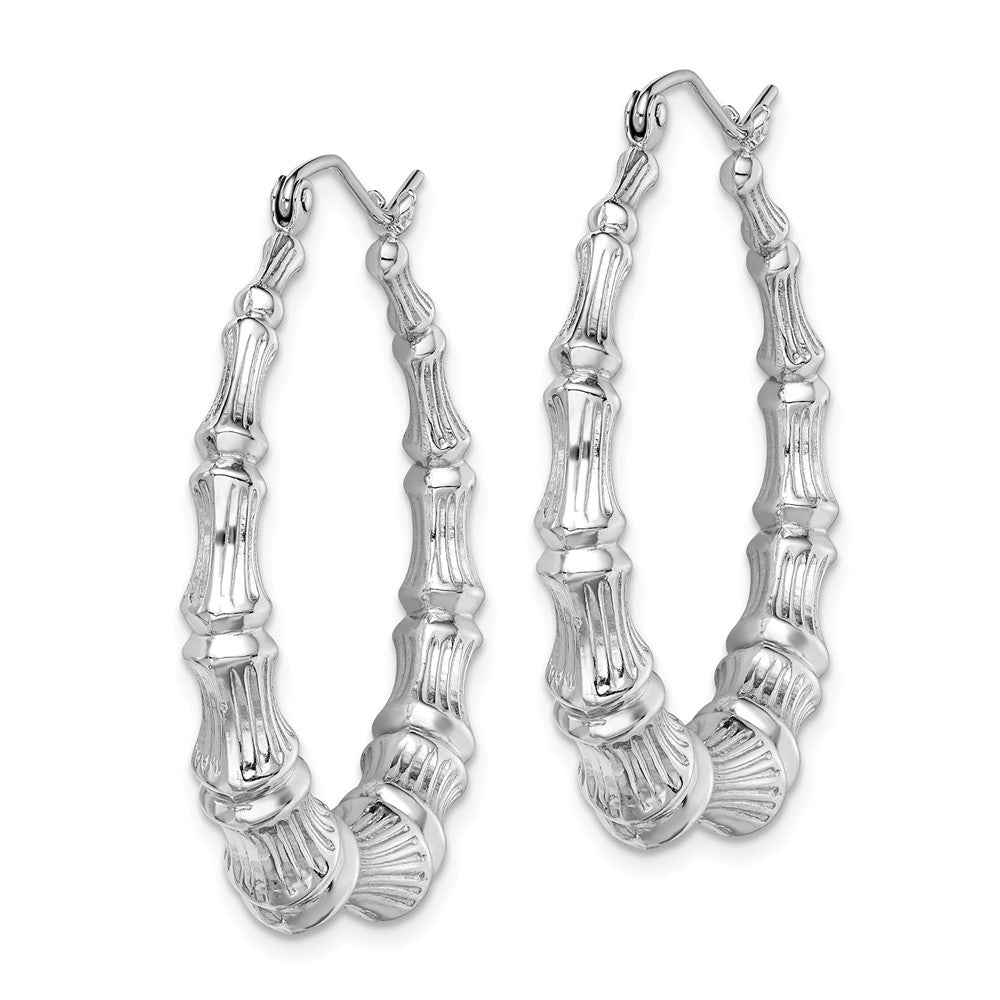 FJC Finejewelers Sterling Silver Rhodium-plated Bamboo Hoop Earrings