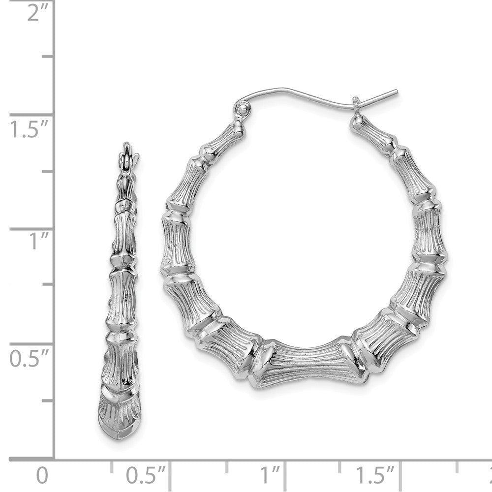 FJC Finejewelers Sterling Silver Rhodium-plated Bamboo Hoop Earrings