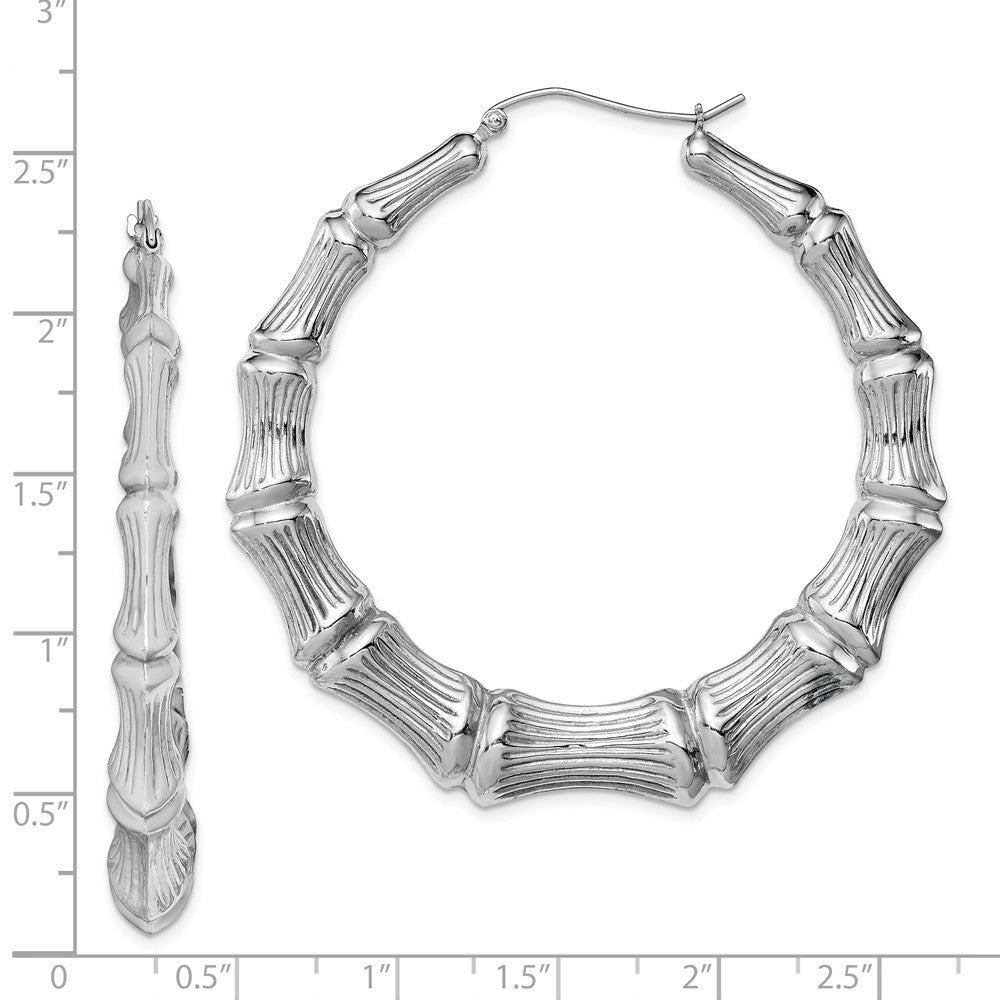 FJC Finejewelers Sterling Silver Rhodium-plated Bamboo Hoop Earrings