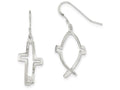 FJC Finejewelers Sterling Silver Cross Ichthus Dangle Earrings