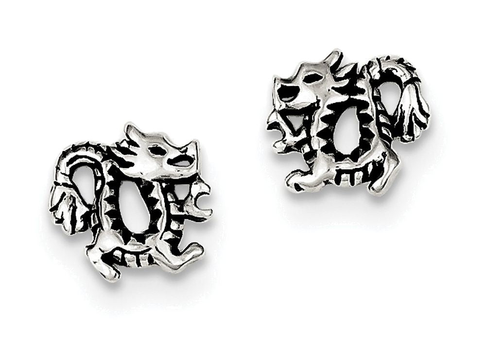 FJC Finejewelers Sterling Silver Antiqued Dragon Post Earrings