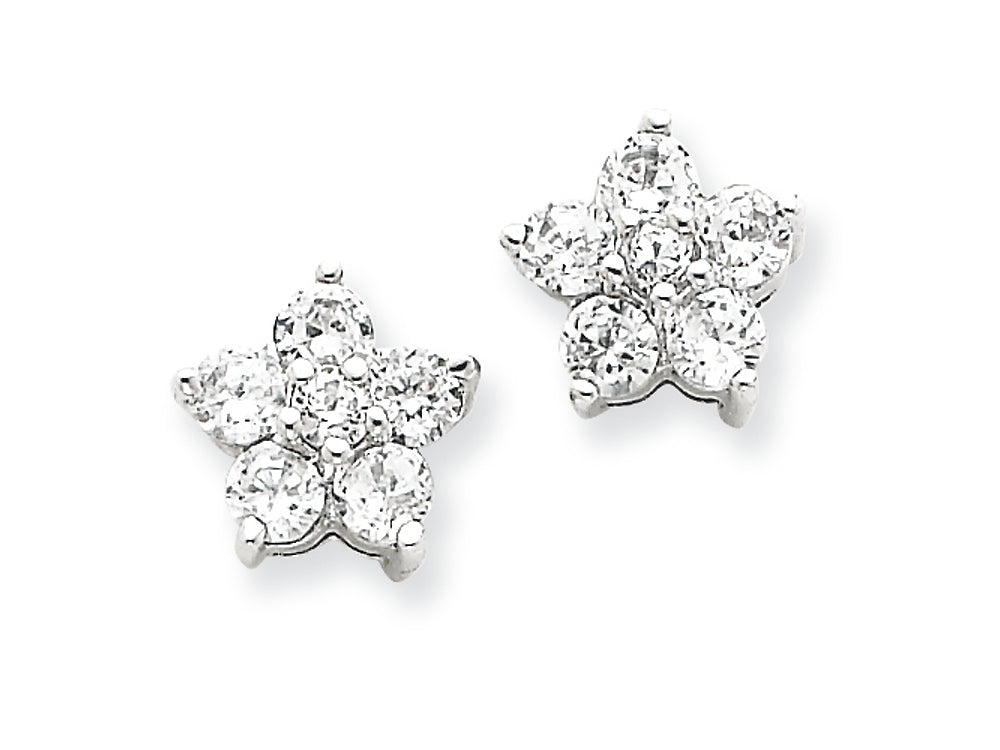 FJC Finejewelers Sterling Silver Cubic Zirconia Flower Post Earrings