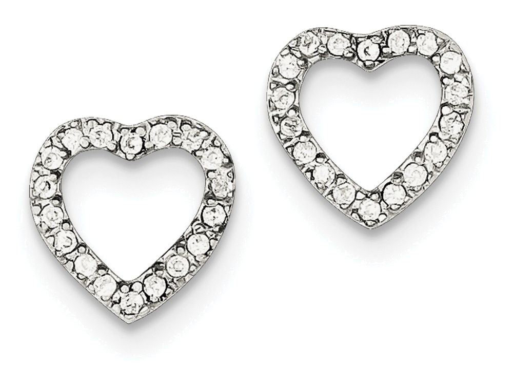 FJC Finejewelers Sterling Silver Cubic Zirconia Heart Post Earrings