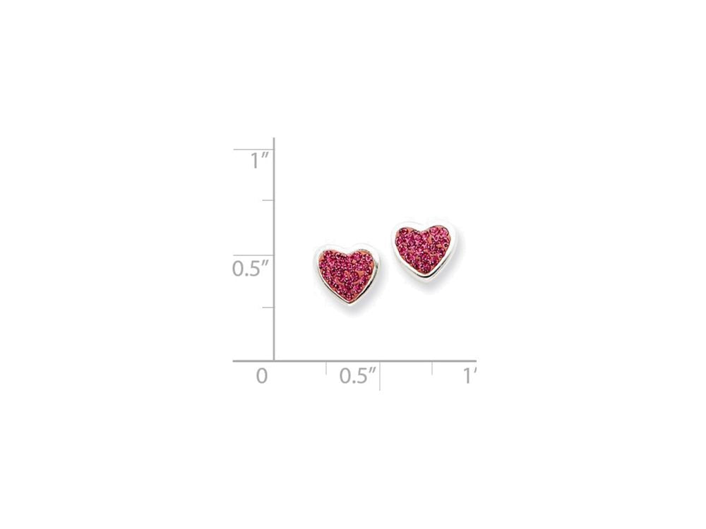 FJC Finejewelers Sterling Silver Pink Cubic Zirconia Heart Post Earrings