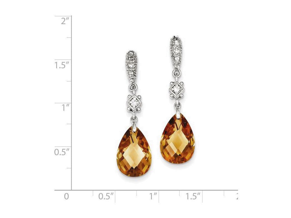 FJC Finejewelers Sterling Silver Champagne Cubic Zirconia Dangle Post Earrings