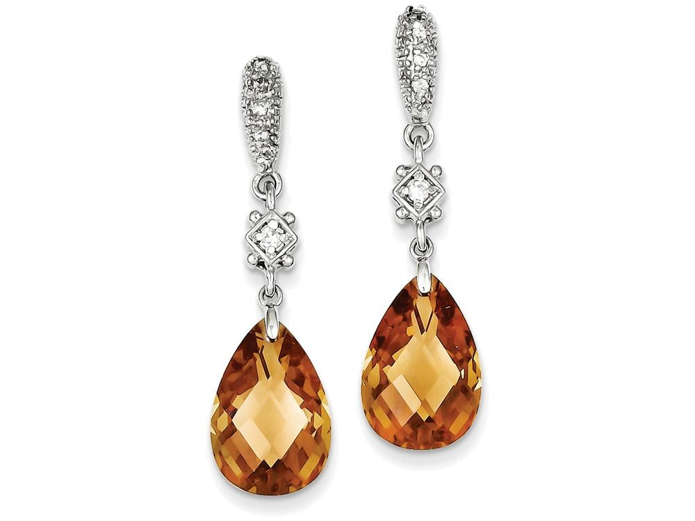 FJC Finejewelers Sterling Silver Champagne Cubic Zirconia Dangle Post Earrings